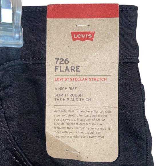 NWT Levi’s Black High Waisted Flare Leg Denim Jeans, Size 33/32 - Picture 8 of 12